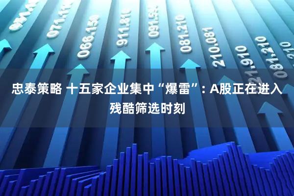 忠泰策略 十五家企业集中“爆雷”: A股正在进入残酷筛选时刻